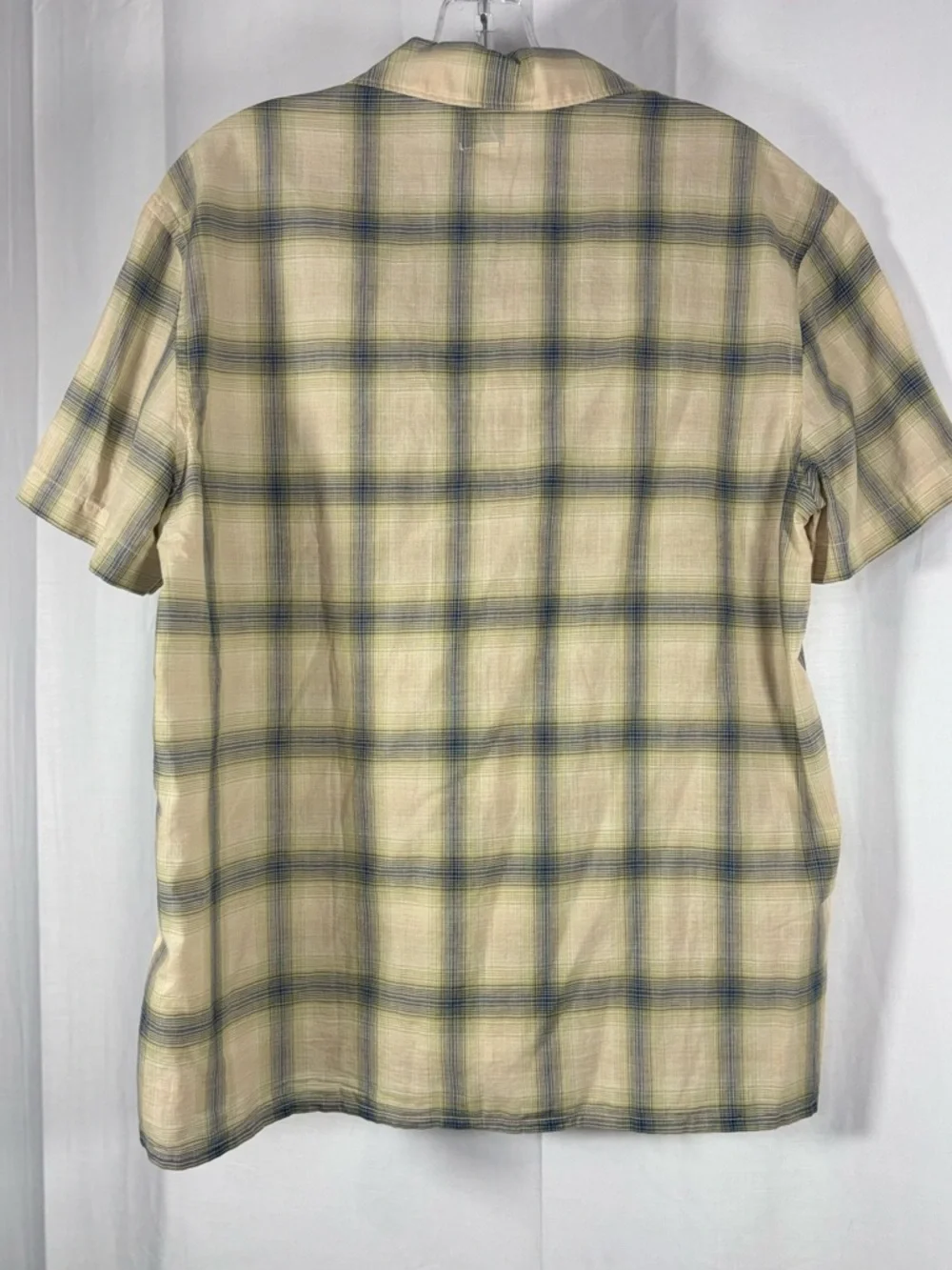 NWT JCREW Men's Short Sleeve Cotton Button-Up Shirt in Beige Plaid Size Small